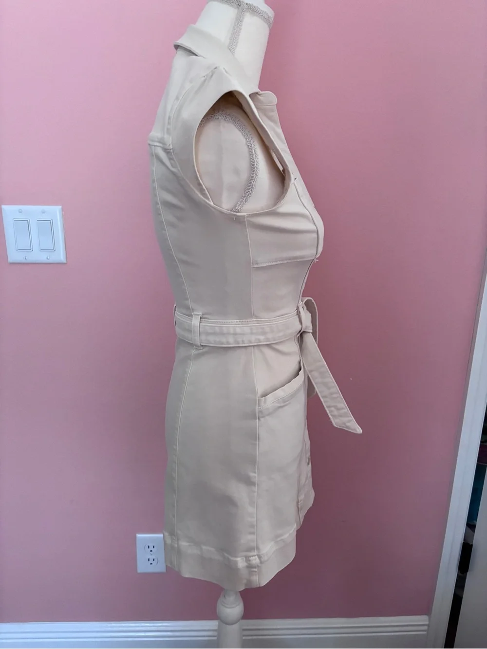 PAIGE Jaxsyn Cream denim Shirt-Style Mini Dress - Picture 5 of 8